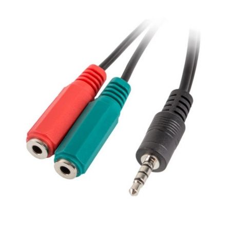 Lanberg AD-0023-BK Adaptador Jack estéreo 3,5mm macho a 2x Jack 3,5mm hembra Negro
